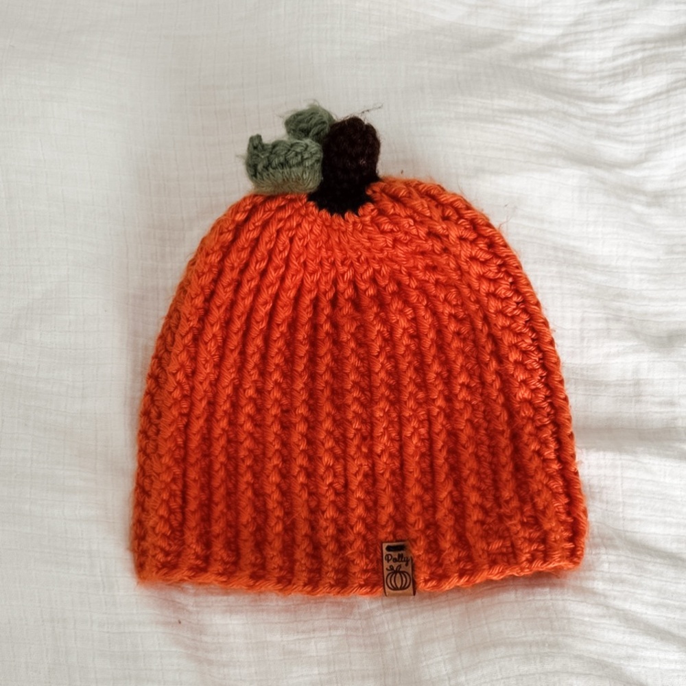 Orange Knit Pumpkin Beanie | Handmade | 1-2 Years